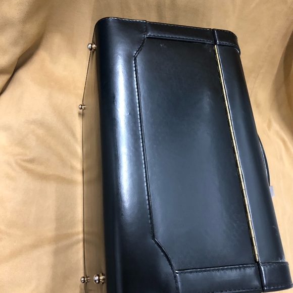 Leather makeup/jewelry train case with lock